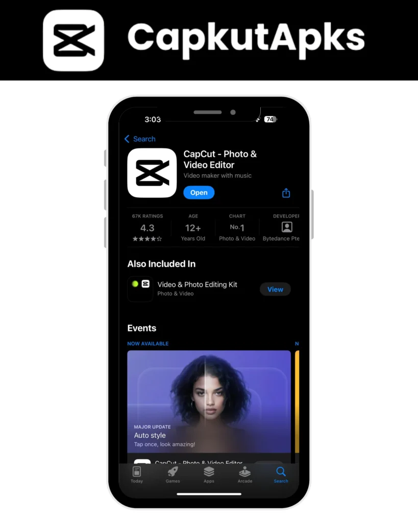 App Store to get CapCut Video Editor